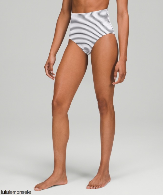 Lululemon Damen DELULU508 | Lululemon Deutschland Weiß Gesmokte Badehose Hohe Taille